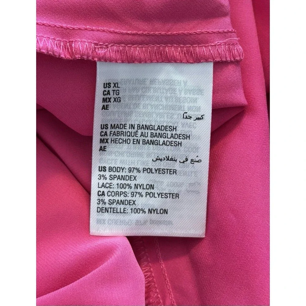 Y2K Barbiecore Satin Lace Trim Slip Chemise Nightgown Hot Pink XL NWT